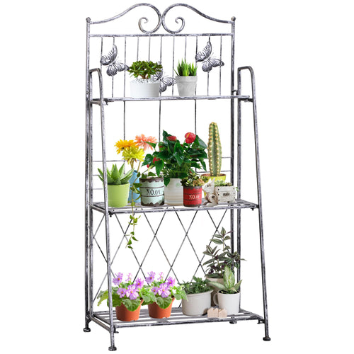 Pflanzregal 3 Etagen klappbar Metall für Balkon & Garten 44x96cm