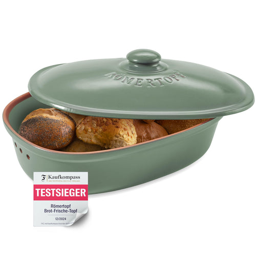 Brottopf Keramik oval XXL 6,5 L für Familien, grün