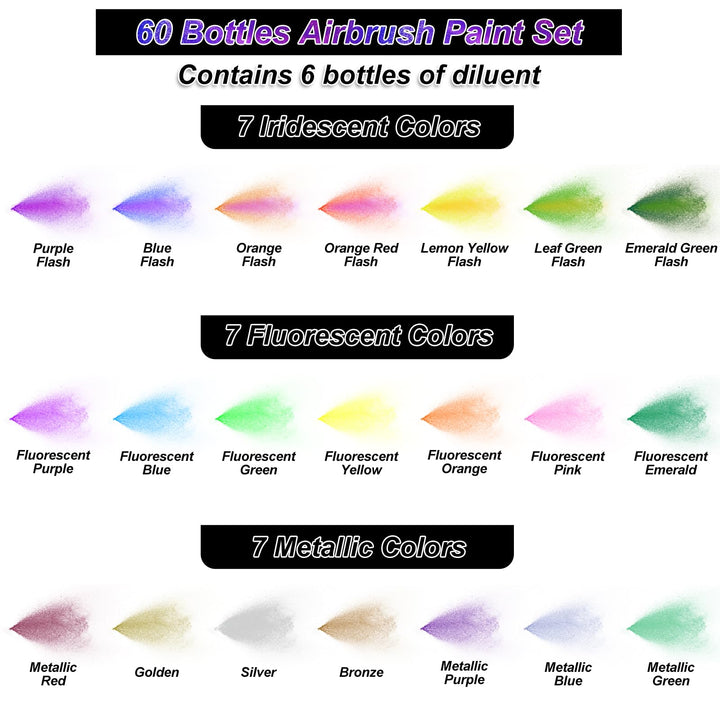 Airbrush Farben Set 60 Flaschen wasserbasis fuer alle Oberflächen - Bild 2