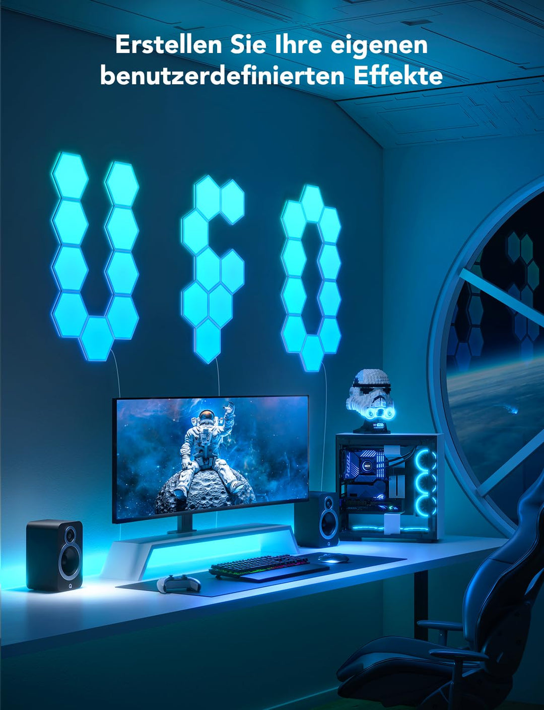 LED Hexagon Wandleuchten RGBIC 10er-Set Gaming Deko Musiksync - Bild 2