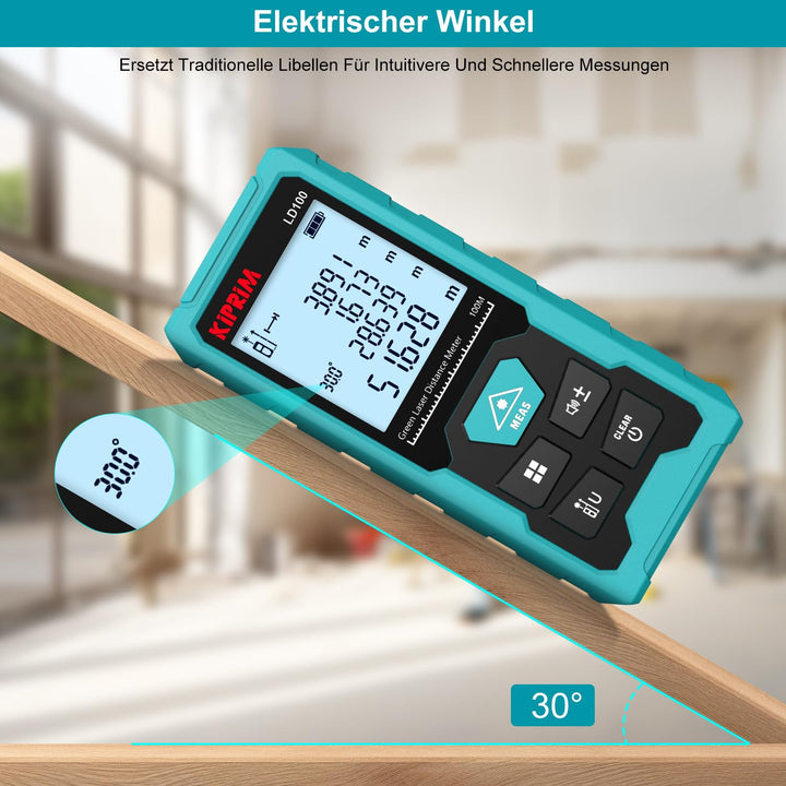 Laser-Entfernungsmesser Grün 100m 10-in-1 mit USB-C Akku IP54 - Bild 6
