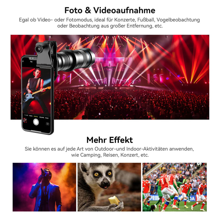 Smartphone Teleobjektiv 28x mit Clip für iPhone Android Monokular - Bild 5