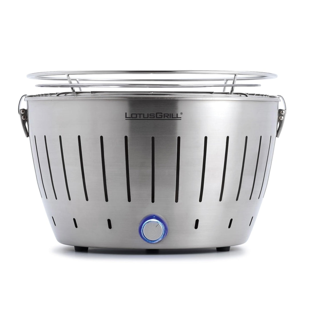 Holzkohlegrill Edelstahl raucharme mit USB 34 cm Balkon Camping