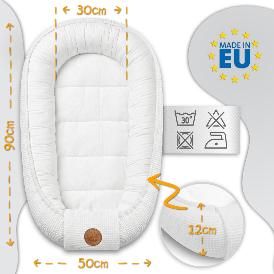 Babynest Waffelpique &amp; Baumwolle atmungsaktiv für Neugeborene Beige - Bild 2
