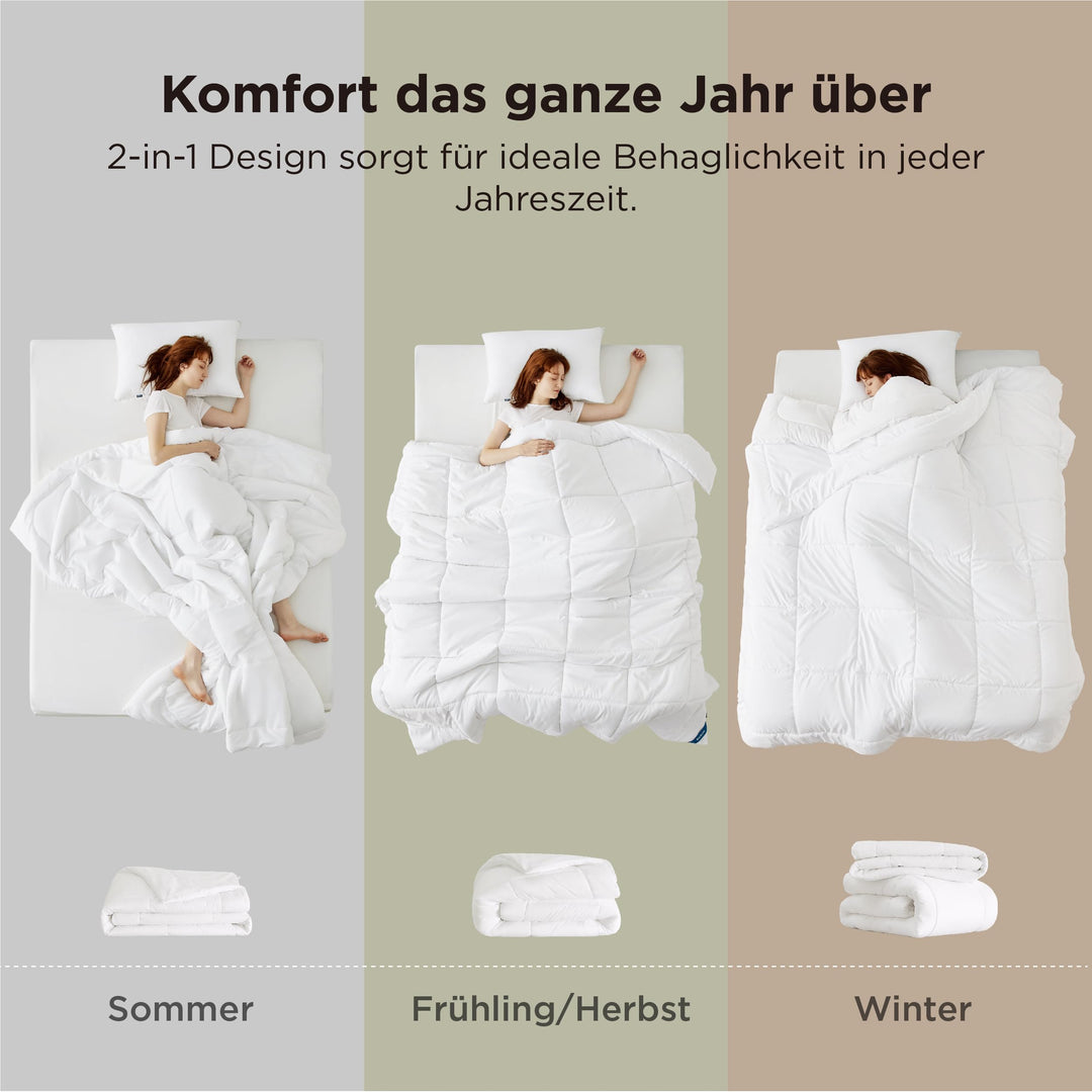 4-Jahreszeiten Bettdecke 155x220 cm Mikrofaser 450 GSM 2-teilig - Bild 4