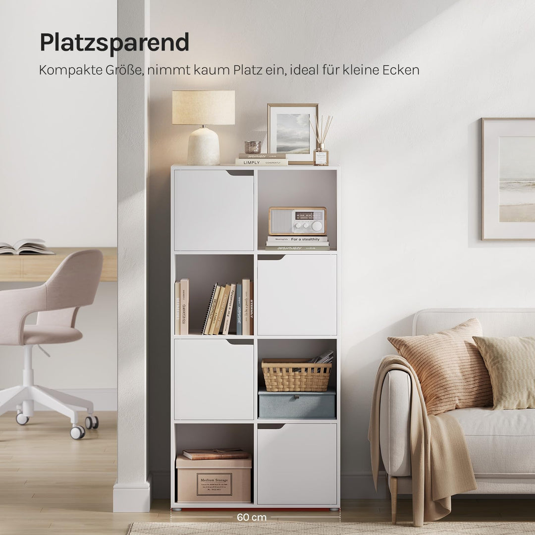 Bücherregal mit 4 Türen 8 Fächer Raumteiler 60x120x30 cm Weiss - Bild 4
