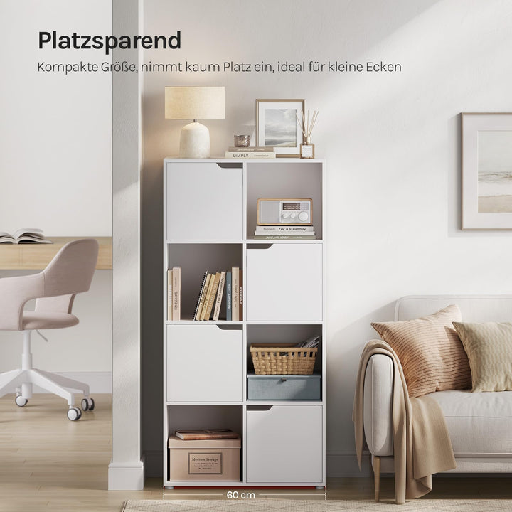 Bücherregal mit 4 Türen 8 Fächer Raumteiler 60x120x30 cm Weiss - Bild 4