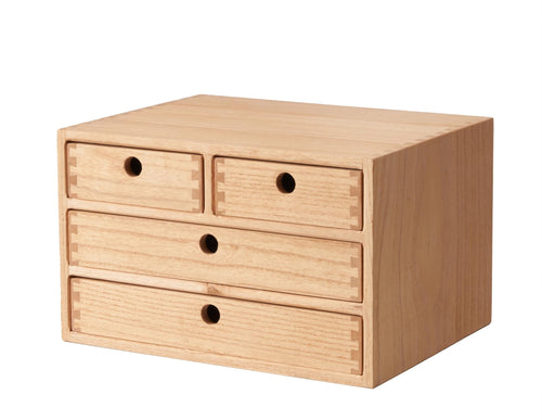 Schubladenbox Holz 4 Schubladen Schreibtisch-Organizer Paulownia