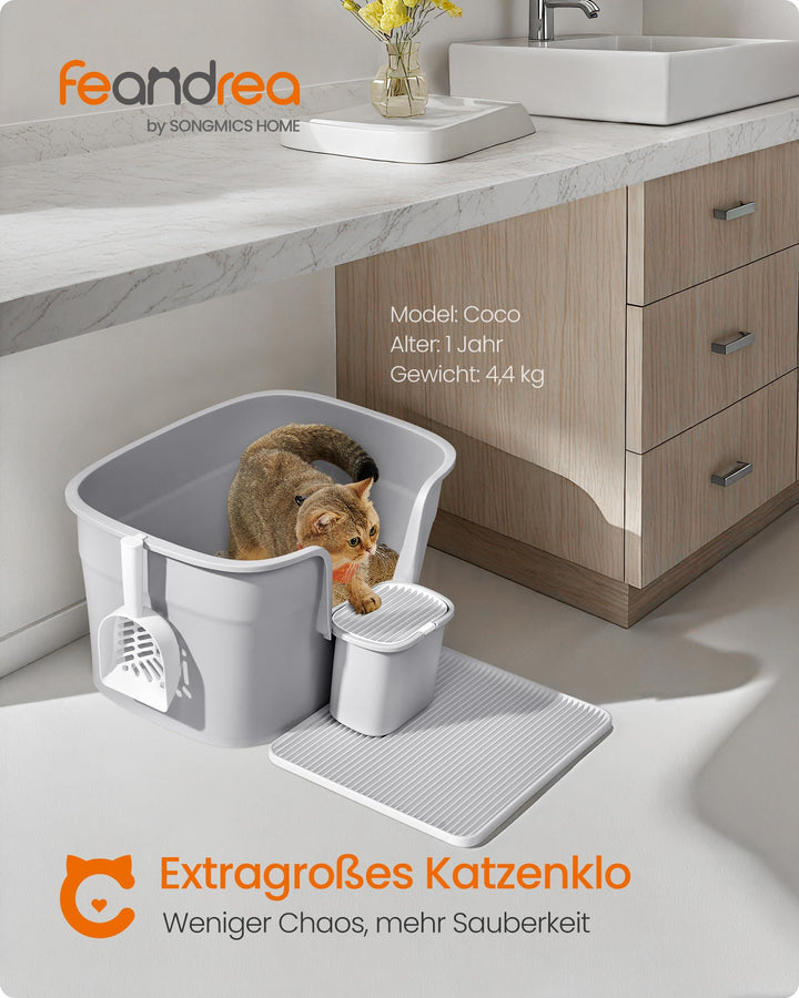 Katzentoilette Grosse Katzen 64x44x33 cm 4-in-1 Set hohe Seitenwände - Bild 2