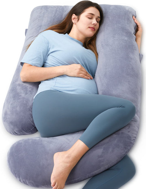 Schwangerschaftskissen U-Form Kristallvelours 145cm für Seitenschläfer