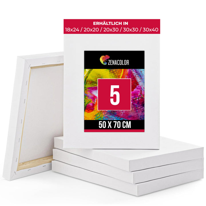 Leinwand auf Keilrahmen 50x70 cm 5er-Set Baumwolle säurefrei