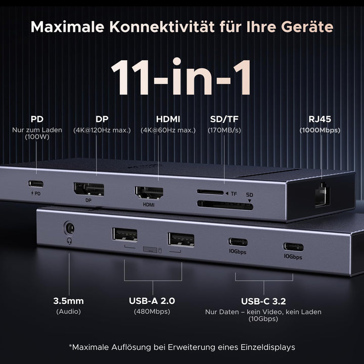 Docking Station Dual Monitor 4K USB-C mit 100W PD &amp; Gigabit-Ethernet - Bild 2