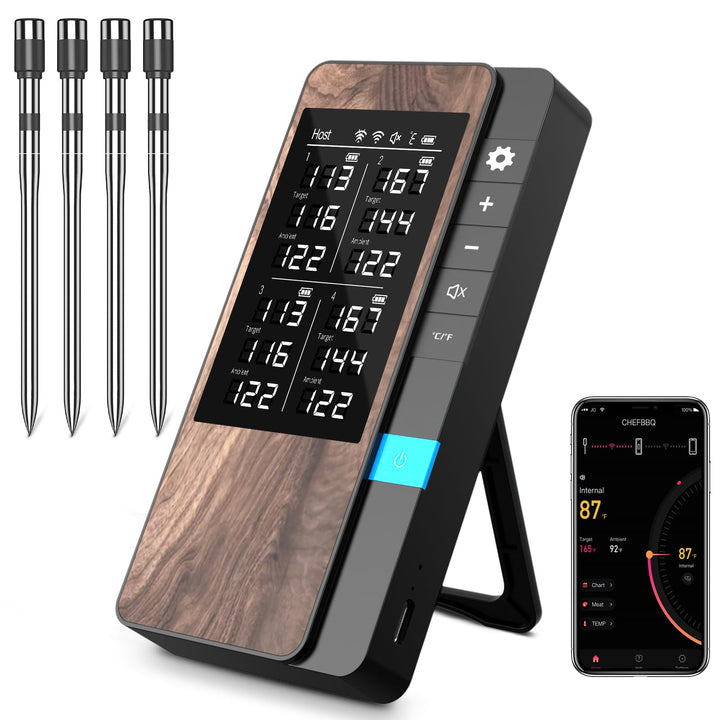 Grillthermometer Kabellos 4-Sonden Bluetooth mit App 150 m