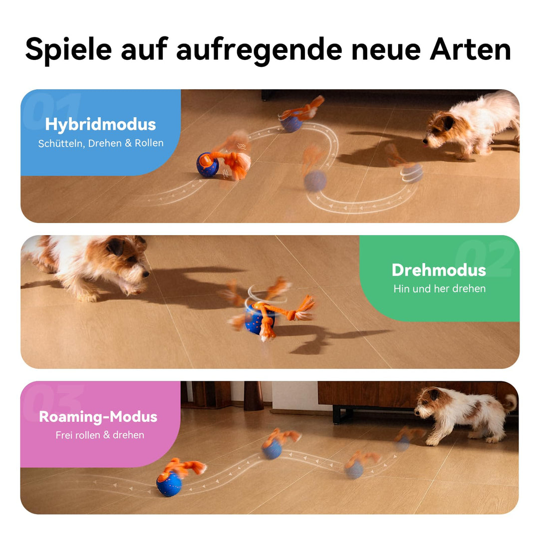 Interaktiver Hundeball mit Seil und Bellgeräusch 3 Modi USB-C - Bild 4