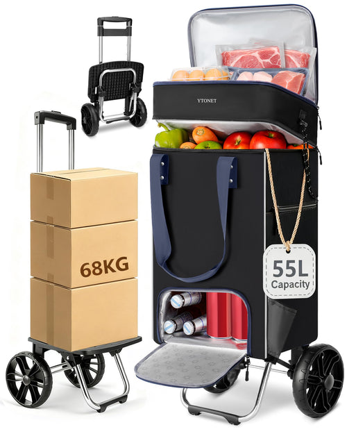 Einkaufstrolley klappbar 3-Fach 55L bis 68 kg mit Grossrädern