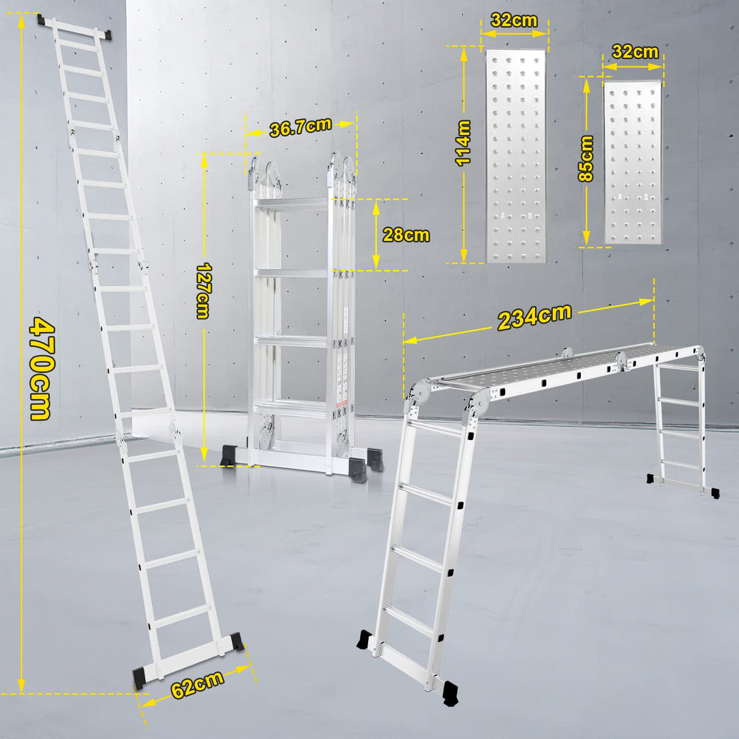 Mehrzweckleiter Alu 7-in-1 mit Plattform 470 cm 16 Sprossen - Bild 2
