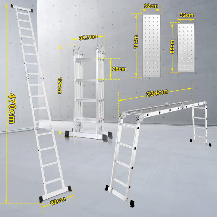 Mehrzweckleiter Alu 7-in-1 mit Plattform 470 cm 16 Sprossen - Bild 2