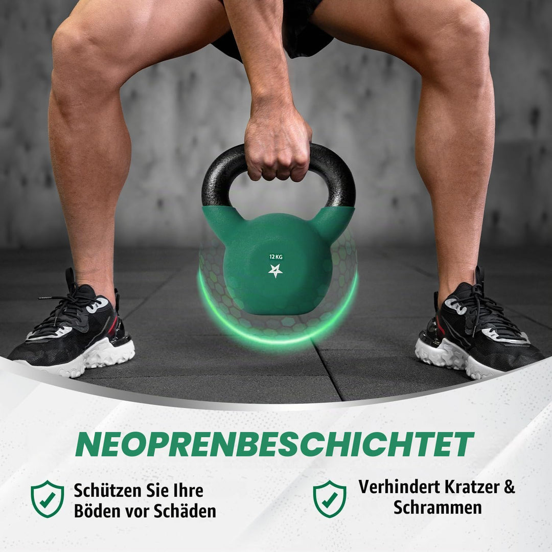 Kettlebell Gusseisen neoprenbeschichtet 12 kg für Krafttraining - Bild 3