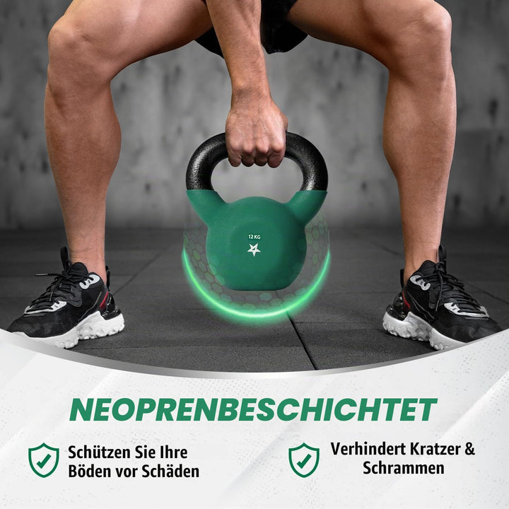 Kettlebell Gusseisen neoprenbeschichtet 12 kg für Krafttraining - Bild 3