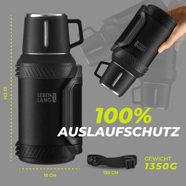Thermosflasche 2,5 Liter Edelstahl mit Becher und Teesieb 24h - Bild 3