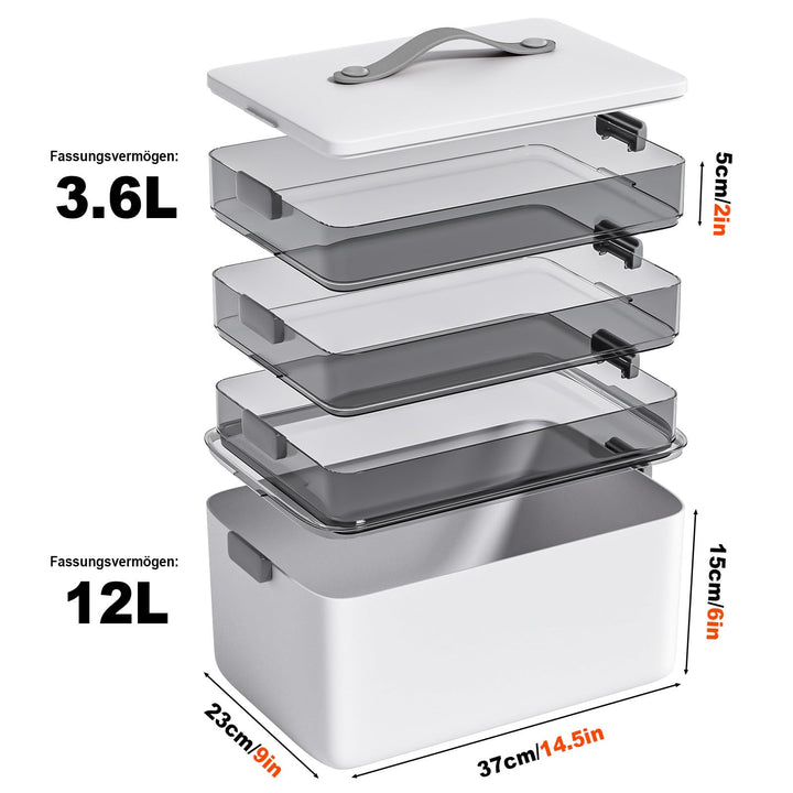 Medikamentenbox 4-lagig mit Tragegriff Hausapotheke 37x23x32 cm - Bild 2