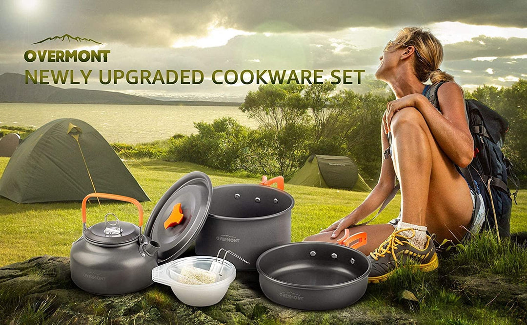 Camping Kochgeschirr Set Aluminium 14-teilig mit Kaffeekanne - Bild 6