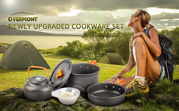 Camping Kochgeschirr Set Aluminium 14-teilig mit Kaffeekanne - Bild 6