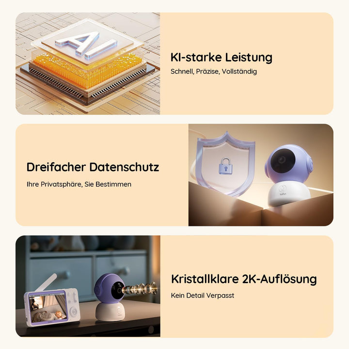 Babyphone mit Kamera 2K/3MP WLAN 5-Zoll-Monitor mit App iOS Android - Bild 3