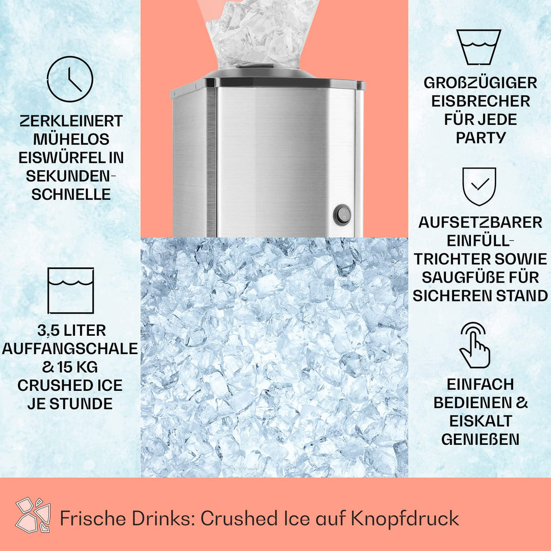 Eiscrusher Elektrisch 3,5L Edelstahl 15kg/h für Cocktails - Bild 2