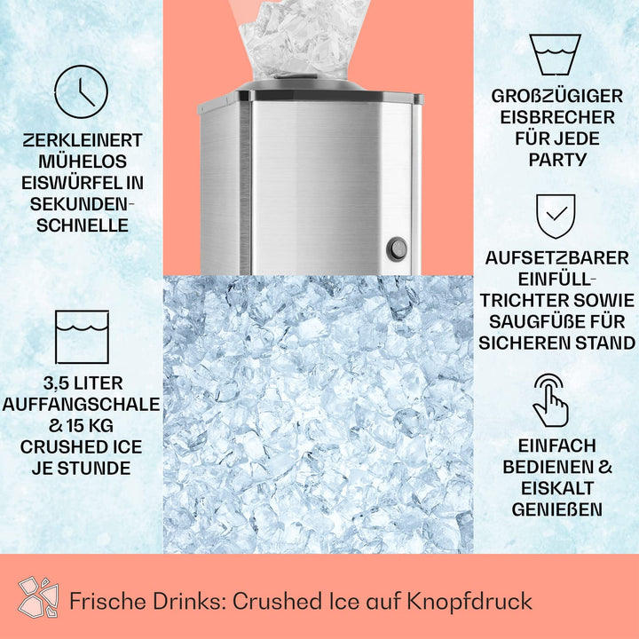 Eiscrusher Elektrisch 3,5L Edelstahl 15kg/h für Cocktails - Bild 2
