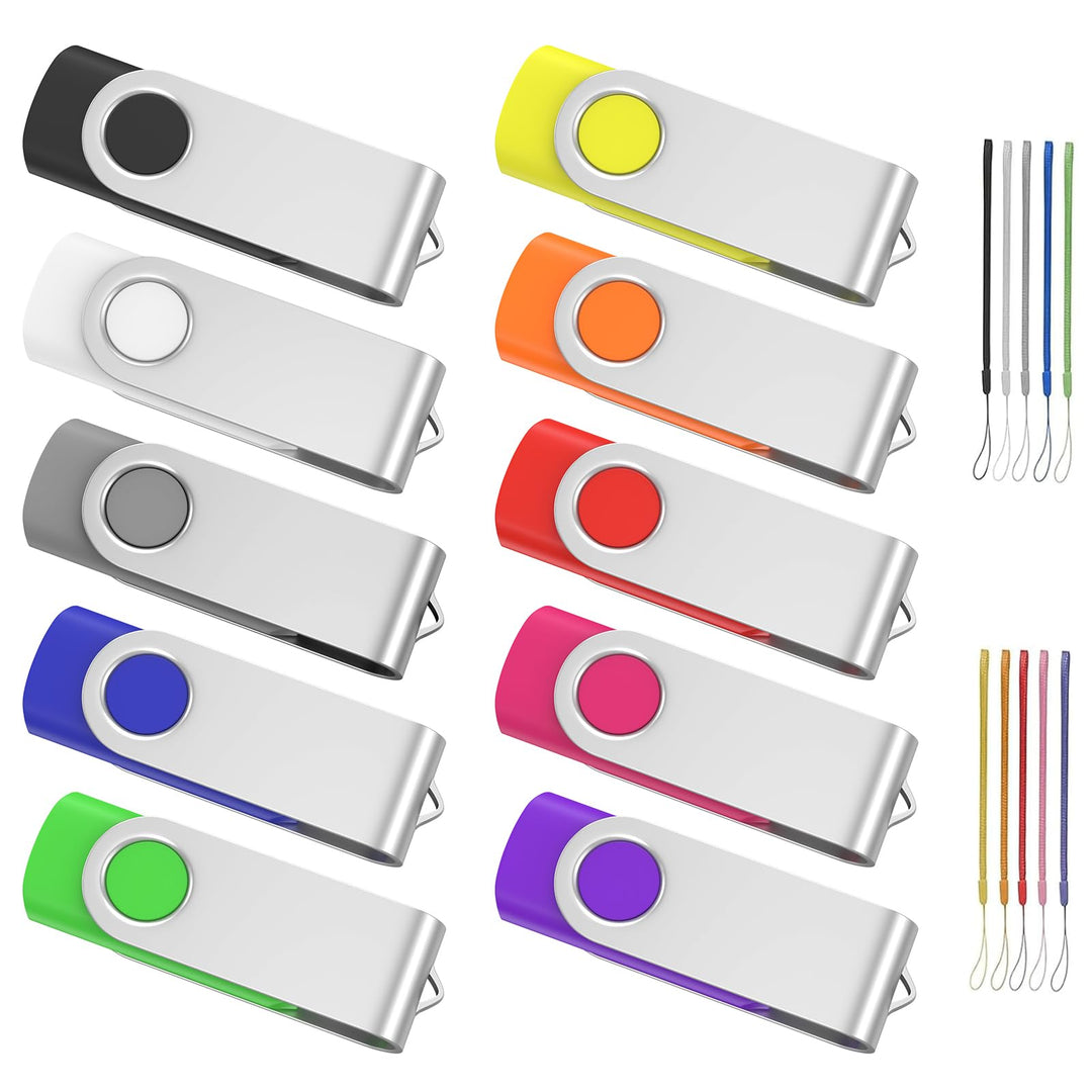 USB-Stick 8GB 10er-Set USB 2.0 mehrfarbig mit Schluesselbandoesung
