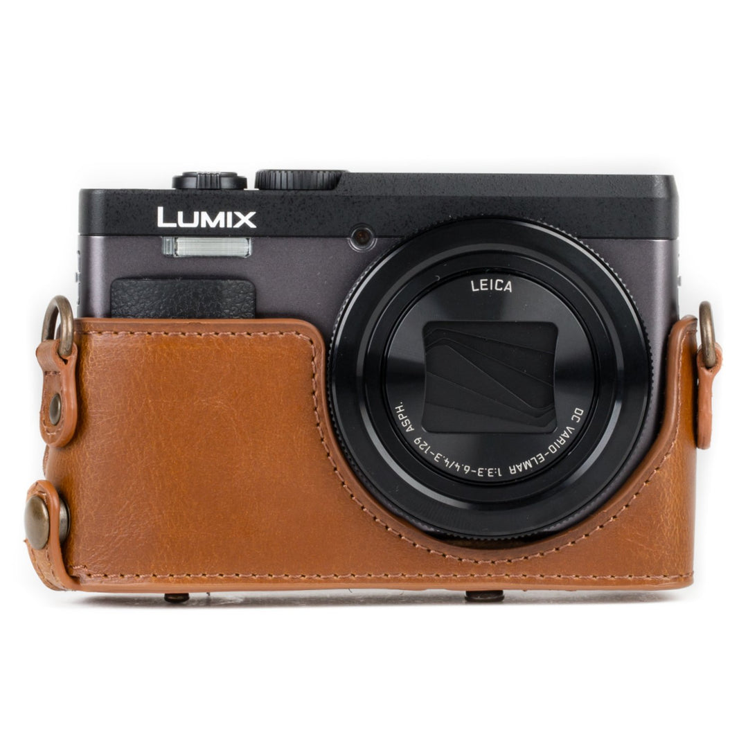 Kamera-Ledertasche für Panasonic Lumix DC-TZ95 / DC-TZ90 Hellbraun - Bild 3