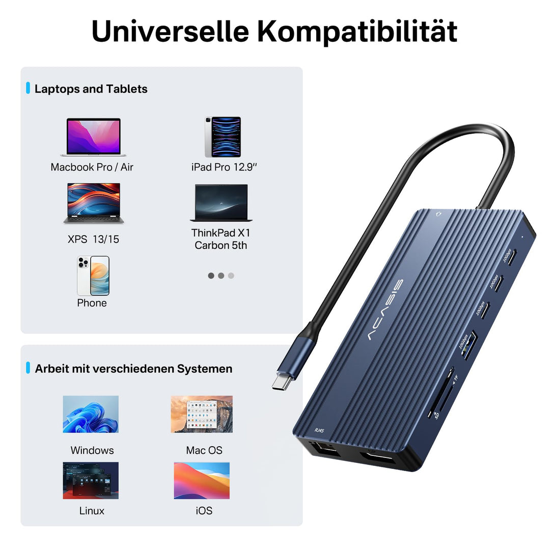 USB-C Docking Station 14-in-1 Triple Display 4K@60Hz PD 100W - Bild 10