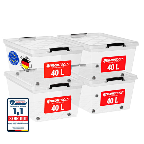 Aufbewahrungsbox mit Deckel 40L Transparent Lebensmittelecht 4er-Set