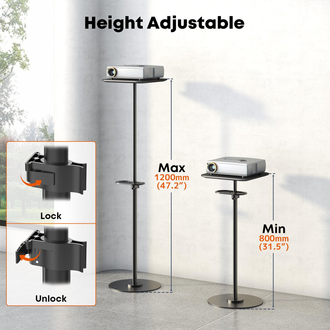 Beamer Ständer höhenverstellbar 70–120 cm bis 6 kg Stahl schwarz - Bild 3
