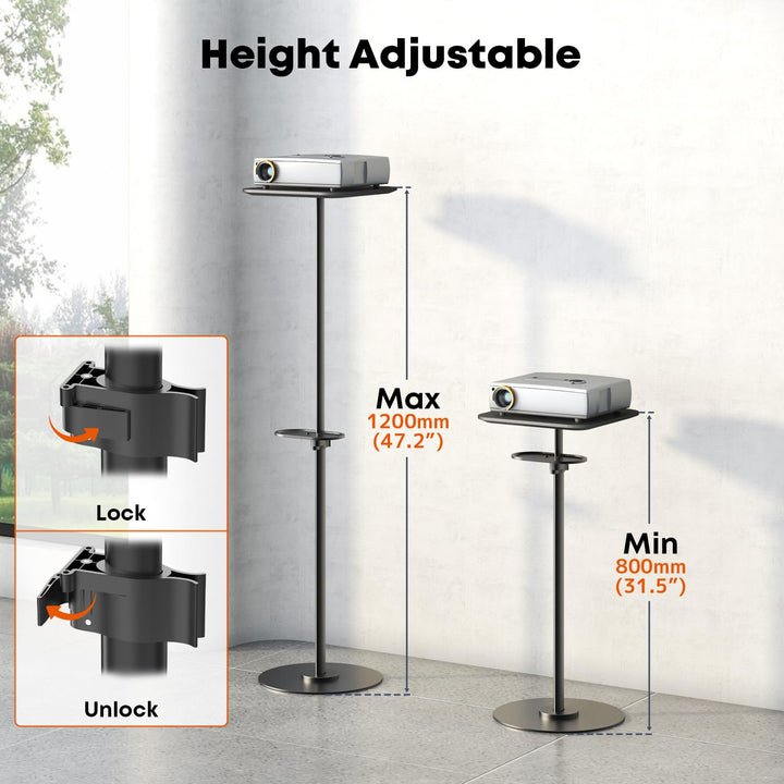 Beamer Ständer höhenverstellbar 70–120 cm bis 6 kg Stahl schwarz - Bild 3