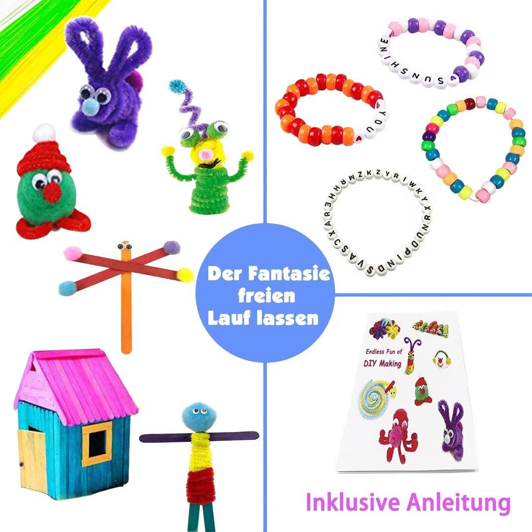 Bastelkoffer Kinder 3000-teilig mit Pfeifenreiniger Perlen Kulleraugen - Bild 6
