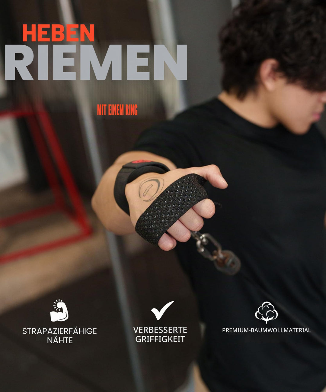 Gewichthebegurte Nylon mit D-Ring und Handgelenkmanschette für Fitness - Bild 2