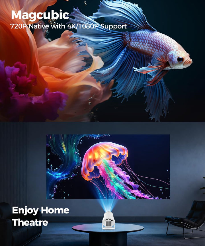 Mini Beamer 4K Android 14 WiFi 6 mit 200 Zoll und 180° drehbar - Bild 5