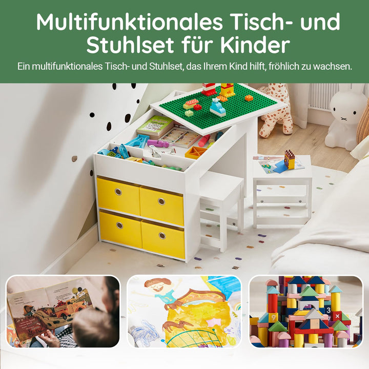 Kindersitzgruppe mit Stauraum MDF Tisch + 2 Stühle 87x50x50cm - Bild 3