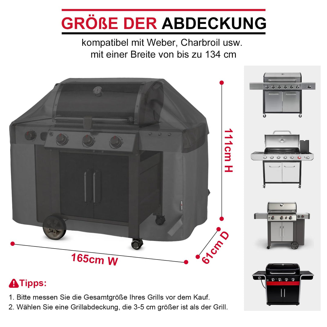 Grillabdeckung Gasgrill 165x61x112 cm wasserdicht für 3-5 Brenner - Bild 5