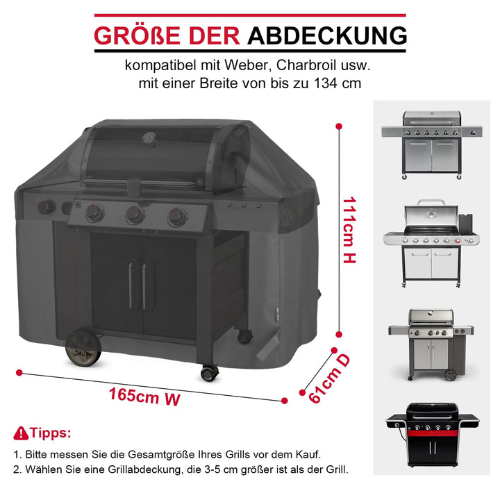 Grillabdeckung Gasgrill 165x61x112 cm wasserdicht für 3-5 Brenner - Bild 5