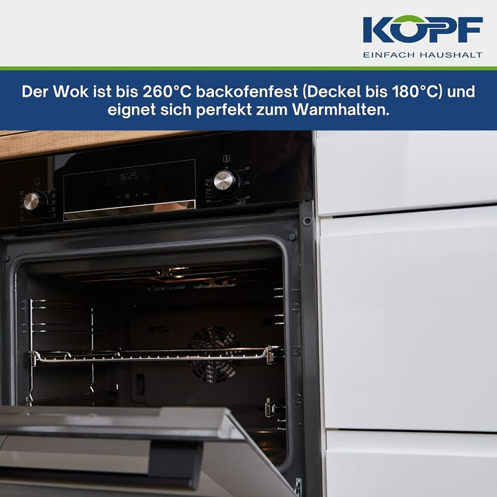 Wokpfanne Aluguss Ø 36 cm Induktion mit Glasdeckel und Zubehör - Bild 7