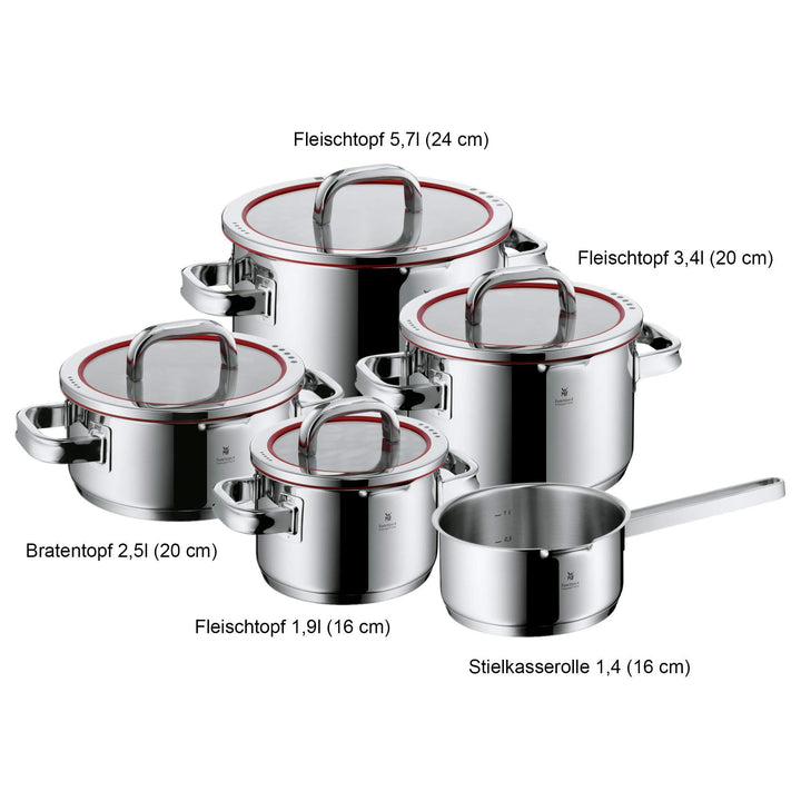 Topfset Induktion 5-teilig Edelstahl poliert mit 4-Funktion-Glasdeckel - Bild 4