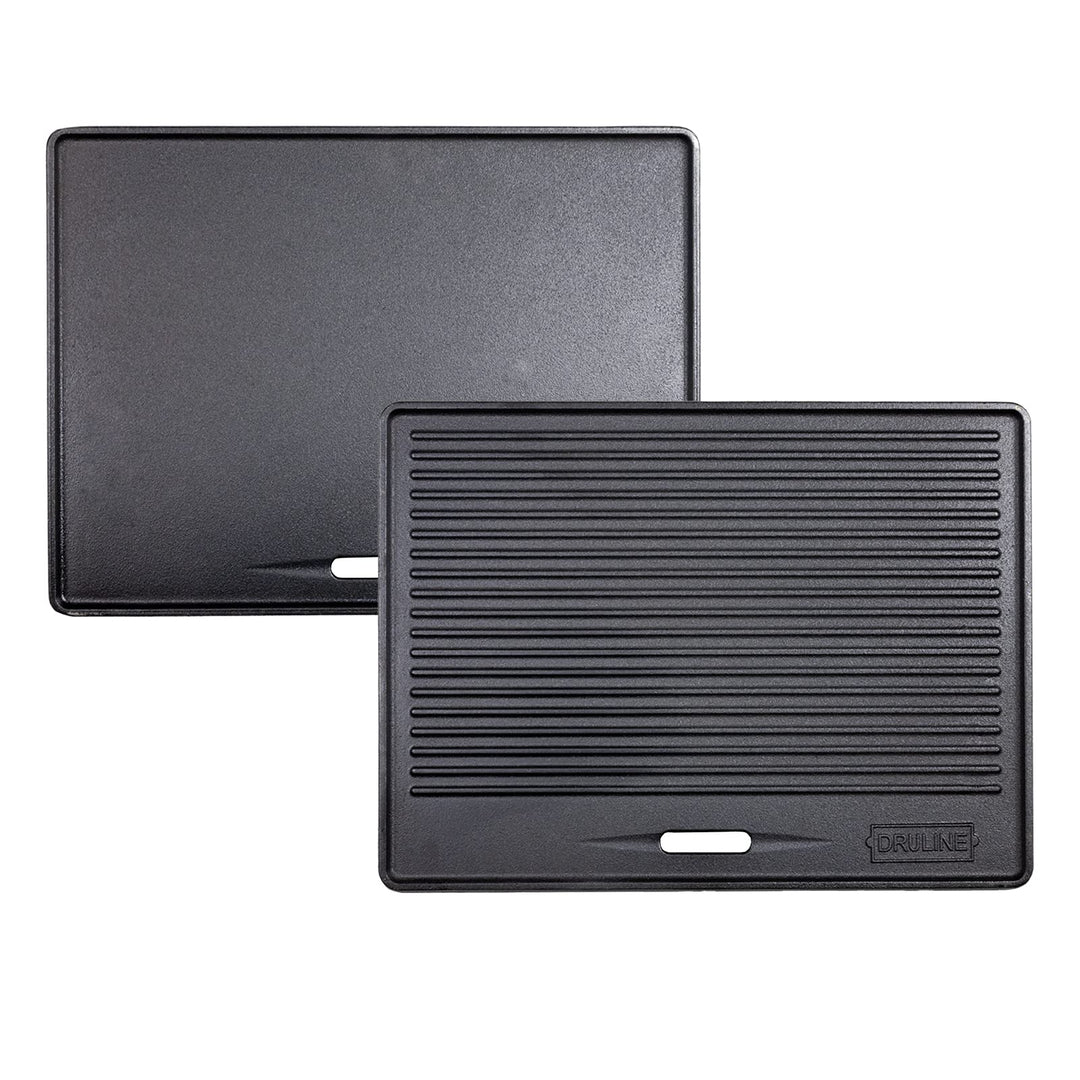 Gusseisen-Wendeplatte 2-in-1 geriffelt &amp; glatt 40x30 cm Gasgrill