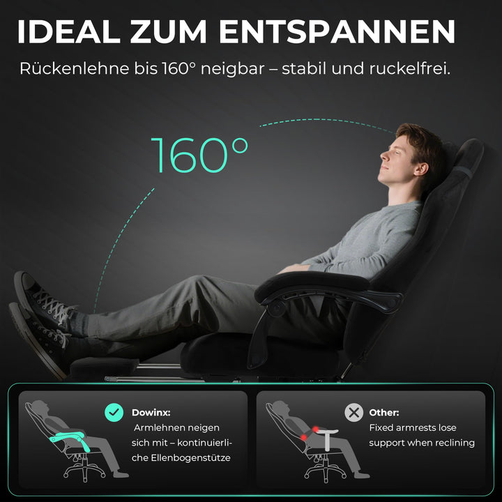 Gaming Stuhl Mikrofaser-Velours mit Fussstütze und Lendenkissen bis 200 kg - Bild 8