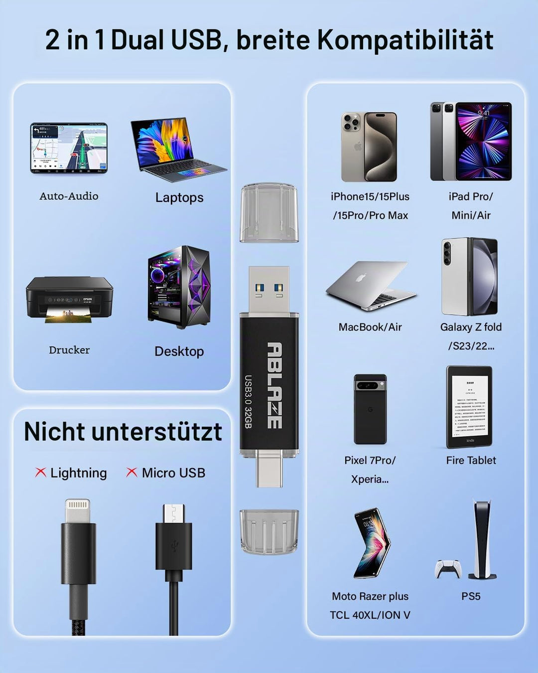 USB-Stick Dual USB-C &amp; USB-A 32 GB 5er-Pack USB 3.0 - Bild 6