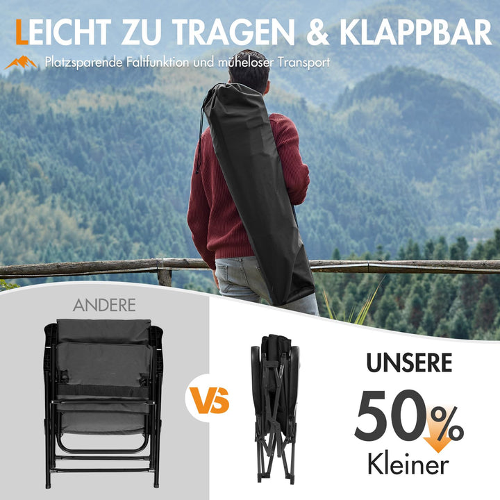 Campingstuhl klappbar 3-fach verstellbar bis 160 kg Stahl Oxford - Bild 8