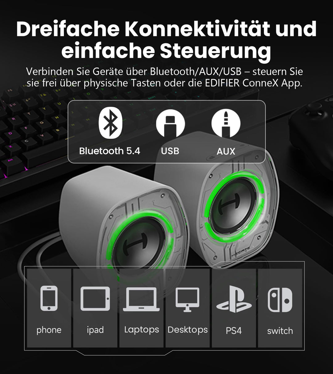 Gaming Lautsprecher RGB 2.0 mit Bluetooth 5.4 und 3 EQ-Modi - Bild 6