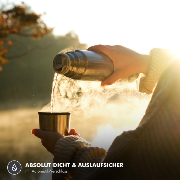 Thermosflasche 500ml Edelstahl 12h heiss mit Trinkbecher Stone Grey - Bild 7